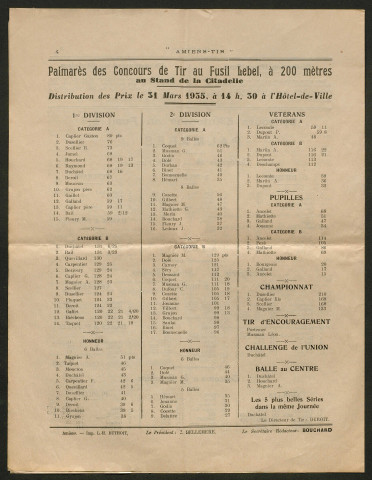 Amiens-tir, organe officiel de l'amicale des anciens sous-officiers, caporaux et soldats d'Amiens, numéro 39 (janvier 1935)