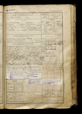 Legrand, Marc Amédée, né le 09 avril 1899 à Marieux (Somme), classe 1919, matricule n° 1139, Bureau de recrutement d'Abbeville