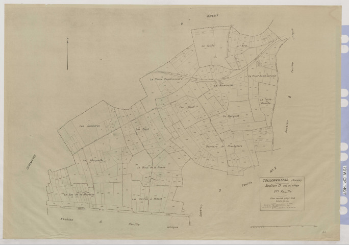 Plan du cadastre rénové - Coulonvillers : section D1