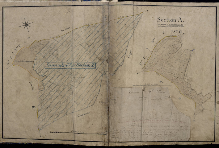 Plan du cadastre napoléonien - Atlas communal - Saint-Fuscien : A et partie développée de A