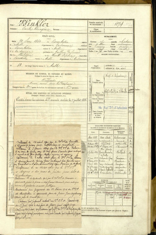 Winkler, Emile Théagène, né le 28 juin 1860 à Escarbotin (Somme, France), classe 1880, matricule n° 1174, Bureau de recrutement d'Abbeville