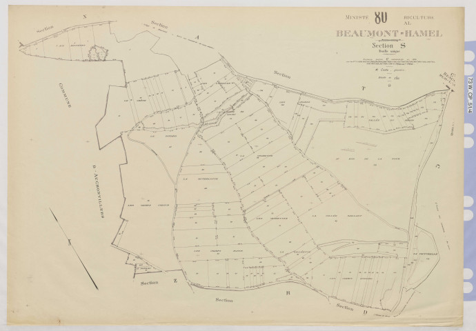 Plan du cadastre rénové - Beaumont-Hamel : section S