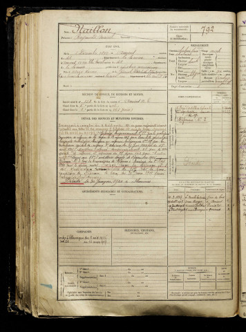 Naillon, Raymond Marcel, né le 06 décembre 1897 à Amiens (Somme), classe 1917, matricule n° 792, Bureau de recrutement d'Amiens