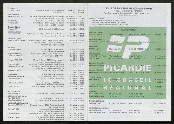 Opuscule (année 2007). Fédération française de Longue Paume : liste des sociétés, classement des joueurs et calendrier