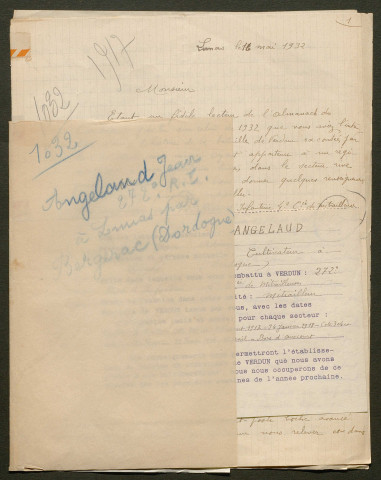 Témoignage de Angelaud, Jean-Adrien et correspondance avec Jacques Péricard