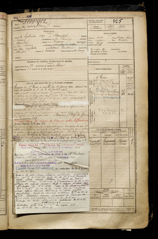 Georget, Jean Baptiste François Joseph, né le 04 septembre 1897 à Beaufort-en-Santerre (Somme), classe 1917, matricule n° 125, Bureau de recrutement de Péronne