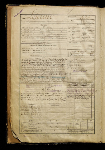 Lejeune, Alphonse, né le 15 avril 1899 à Allery (Somme), classe 1919, matricule n° 524, Bureau de recrutement d'Abbeville