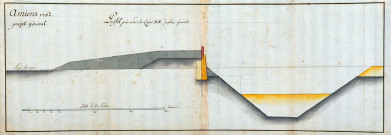 Amiens 1762. Projet général. Profil pris sur la ligne EF du plan général