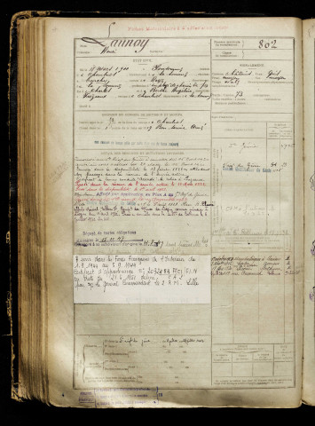 Launoy, Henri, né le 18 mars 1900 à Croix-Fonsomme (Aisne), classe 1920, matricule n° 802, Bureau de recrutement de Péronne