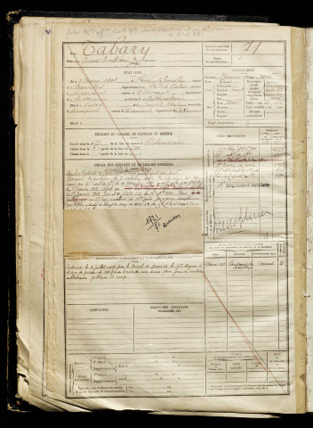 Tabary, Gérard Camille Louis Joseph, né le 07 février 1901 à Fontaine-lès-Croisilles (Pas-de-Calais), classe 1921, matricule n° 71, Bureau de recrutement d'Amiens