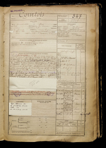 Courtois, Paul, né le 21 mars 1901 à Rue (Somme), classe 1921, matricule n° 347, Bureau de recrutement d'Abbeville