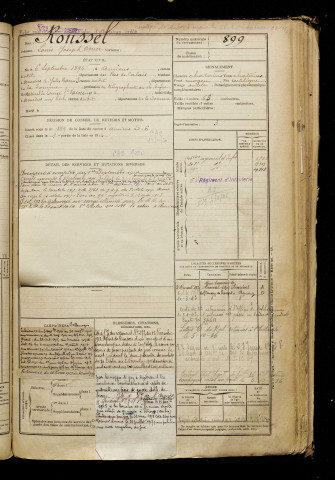 Roussel, Louis Joseph Omer, né le 06 septembre 1894 à Amiens (Somme), classe 1914, matricule n° 899, Bureau de recrutement d'Amiens
