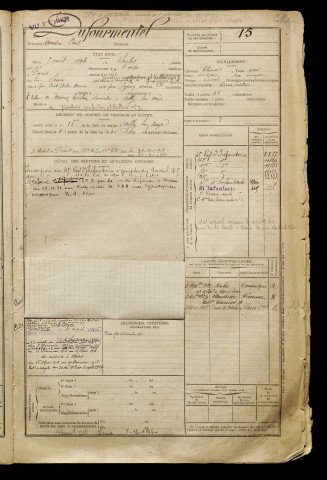 Dufourmentel, André Paul, né le 05 août 1896 à Senlis (Oise), classe 1916, matricule n° 15, Bureau de recrutement de Péronne