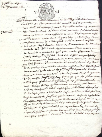 Etude de Me Jean-Baptiste Trencart à Amiens (étude n°12). Minutes de l'année 1680