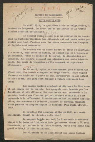 Témoignage de Chabot (Général) et correspondance avec Jacques Péricard