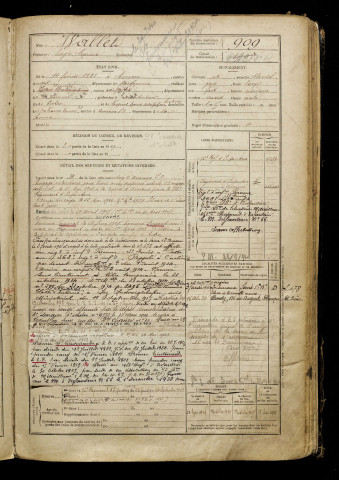 Wallet, Edgar Marius, né le 14 février 1888 à Amiens (Somme), classe 1908, matricule n° 909, Bureau de recrutement d'Amiens