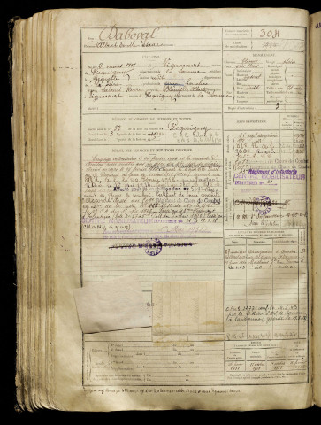 Daboval, Albert Emile Isaac, né le 02 mars 1895 à Vignacourt (Somme), classe 1915, matricule n° 304, Bureau de recrutement d'Amiens