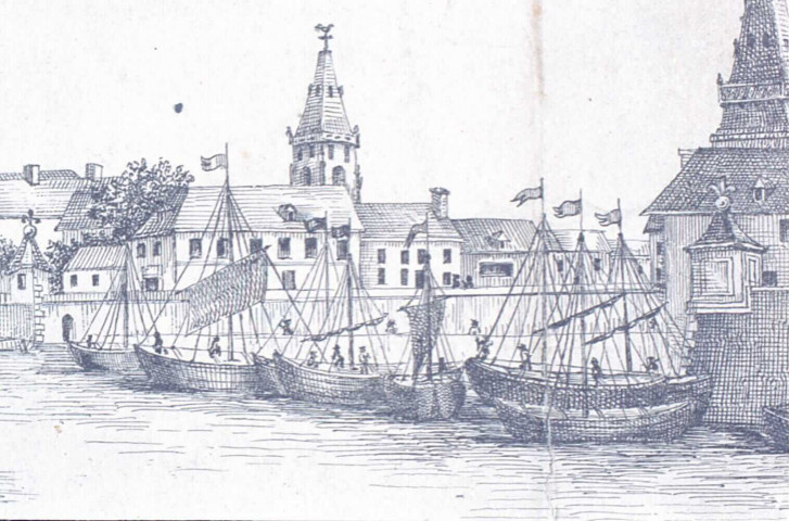 Vue du port d'Amiens au XVIIe siècle