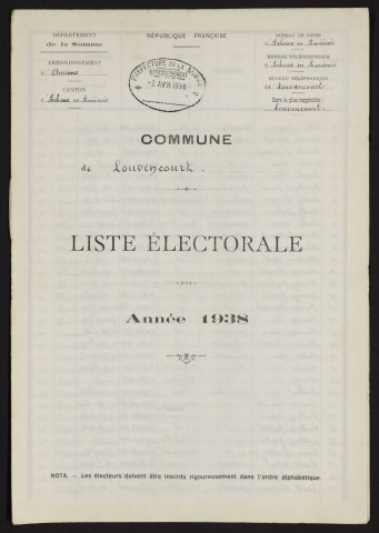 Liste électorale : Louvencourt