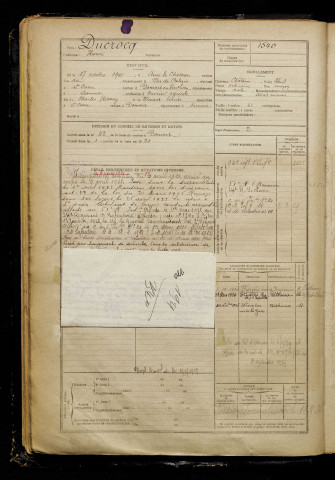 Ducrocq, Henri, né le 17 octobre 1901 à Auxi-le-Château (Pas-de-Calais), classe 1921, matricule n° 1540, Bureau de recrutement d'Abbeville