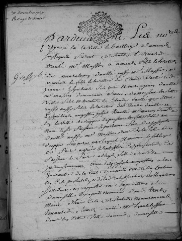 Etude de Me François Henin à Amiens (étude n°3). Minutes de l'année 1727