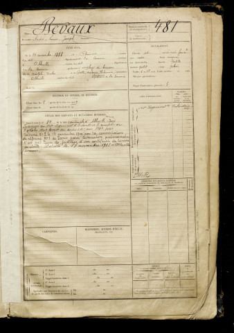 Devaux, André Louis Joseph, né le 30 novembre 1888 à Amiens (Somme), classe 1908, matricule n° 481, Bureau de recrutement d'Abbeville
