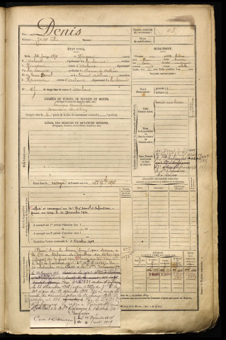 Denis, Jean Baptiste Félix, né le 24 juin 1874 à Hérissart (Somme), classe 1894, matricule n° 43, Bureau de recrutement d'Abbeville