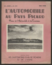 L'Automobile au Pays Picard. Revue de l'Automobile et du Tourisme. Organe officiel de l'Automobile-Club de Picardie et de l'Aisne, 392, mai 1958