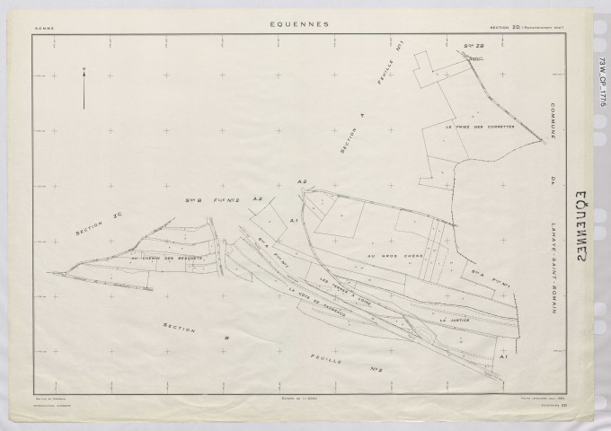 Plan du cadastre rénové - Equennes-Eramecourt : section ZD