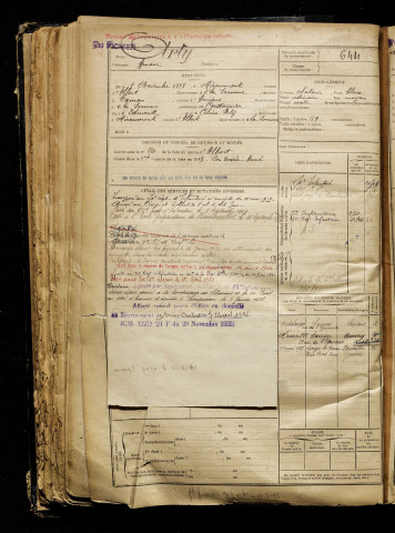 Arty, Amour, né le 05 novembre 1898 à Miraumont (Somme), classe 1918, matricule n° 644, Bureau de recrutement de Péronne