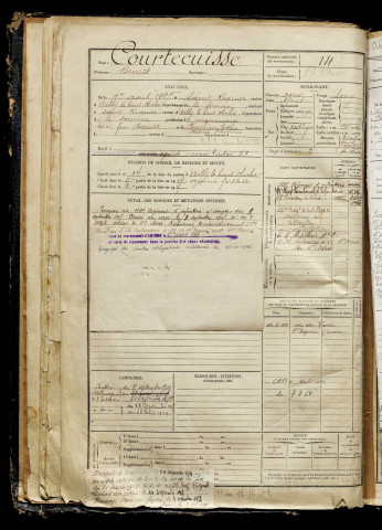Courtecuisse, Benoît, né le 17 avril 1895 à Saint-Riquier (Somme), classe 1915, matricule n° 14, Bureau de recrutement d'Abbeville