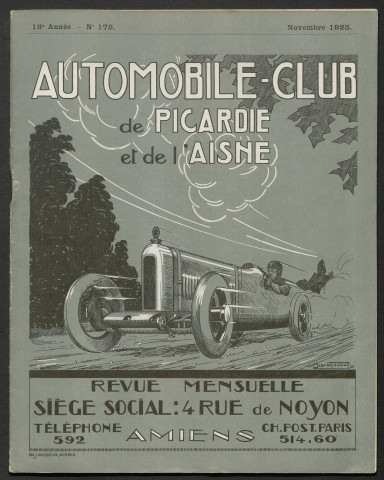 Automobile-club de Picardie et de l'Aisne. Revue mensuelle, 172, novembre 1925
