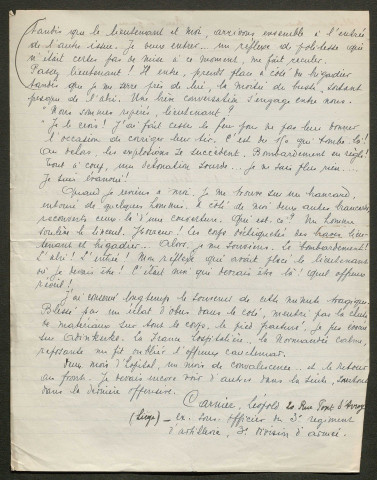 Témoignage de Carnier, Léopold et correspondance avec Jacques Péricard