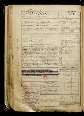 Brebion, Paul Gustave Bertrand, né le 23 janvier 1899 à Agenvillers (Somme), classe 1919, matricule n° 326, Bureau de recrutement d'Abbeville