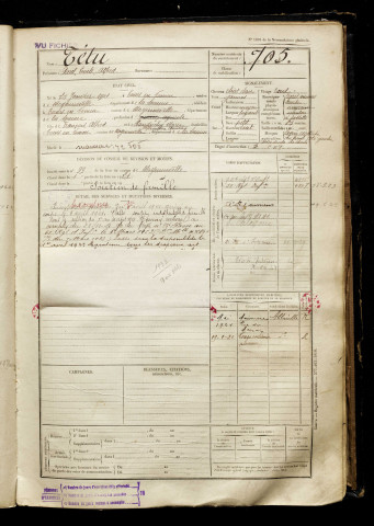 Tétu, Paul Emile Alfred, né le 25 janvier 1901 à Tours-en-Vimeu (Somme), classe 1921, matricule n° 705, Bureau de recrutement d'Abbeville