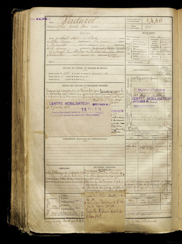 Vadurel, Alfred Zénobe Marie, né le 09 avril 1895 à Coisy (Somme), classe 1915, matricule n° 1446, Bureau de recrutement d'Amiens