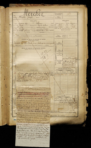 Merchez, Théophile Joseph, né le 19 mars 1877 à Fillièvres (Pas-de-Calais), classe 1897, matricule n° 387, Bureau de recrutement d'Abbeville