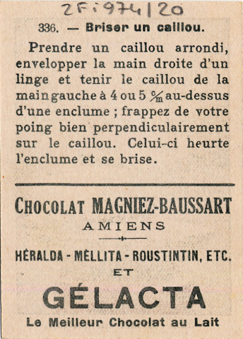 Chocolat Magniez-Baussart, Amiens. Image 336 : briser un caillou