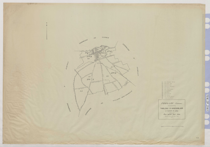 Plan du cadastre rénové - Fouilloy : tableau d'assemblage (TA)