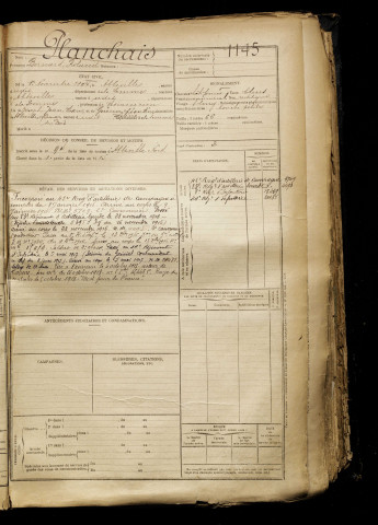 Planchais, Bernard Roland, né le 01 novembre 1897 à Abbeville (Somme), classe 1917, matricule n° 1145, Bureau de recrutement d'Abbeville