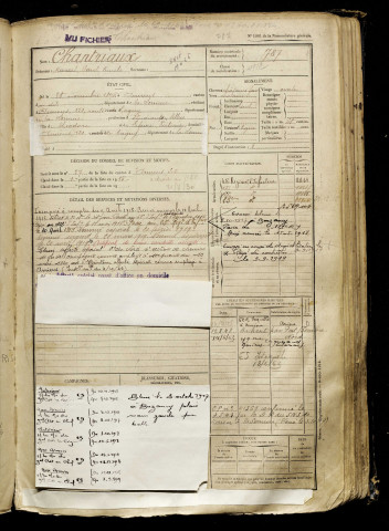 Chantriaux, Marcel Paul Emile, né le 28 novembre 1896 à Amiens (Somme), classe 1916, matricule n° 787, Bureau de recrutement d'Amiens