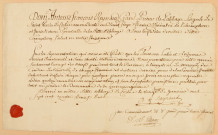 Permission de conSommer des oeufs pendant le Carême, donnée par Dom Antoine François Reynaud grand prieur de l'abbaye de Corbie, 1788