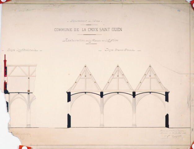 Restauration de la façade de l'église : dessin de Paul Delefortrie