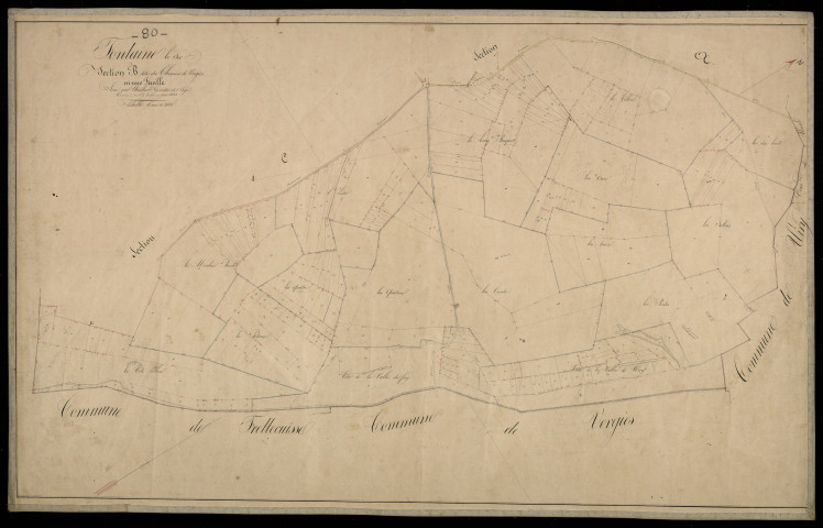 Plan du cadastre napoléonien - Fontaine-le-Sec (Fontaine le Sec) : Chemin de Vergies (Le), B