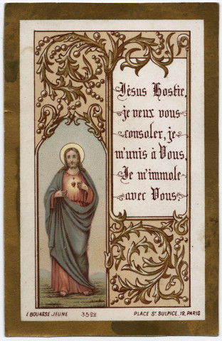 Jésus Hostie, je veux vous consoler, je m'unis à Vous, Je m'immole avec Vous