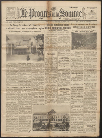 Le Progrès de la Somme, numéro 20862, 23 octobre 1936