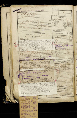 Blondeau, Maurice Charles Michel, né le 26 octobre 1896 à Airaines (Somme), classe 1916, matricule n° 8, Bureau de recrutement d'Amiens