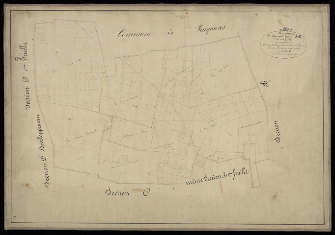 Plan du cadastre napoléonien - Aigneville : Aigneville ; Chemin de Feuquières (Le), A2