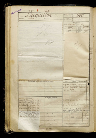 Bocquillon, Albert, né le 23 octobre 1895 à Amiens (Somme), classe 1915, matricule n° 600, Bureau de recrutement d'Abbeville