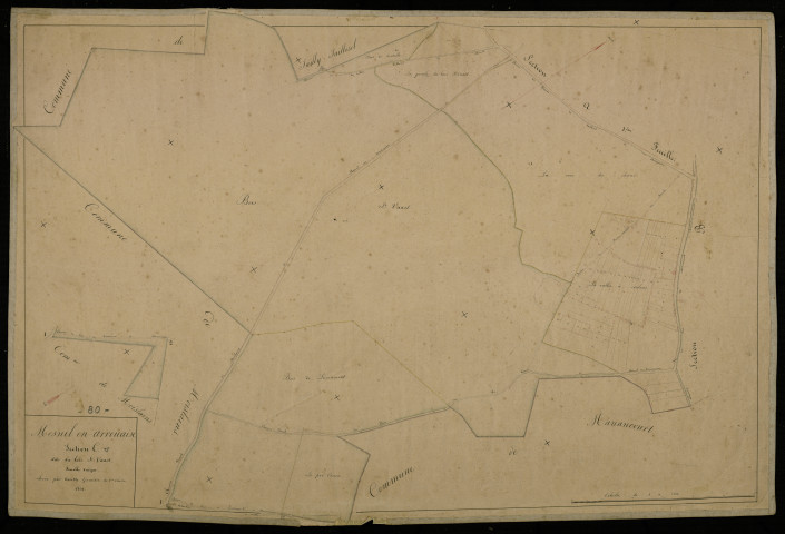 Plan du cadastre napoléonien - Mesnil-en-Arrouaise : Bois Saint-Vaast (Le), C
